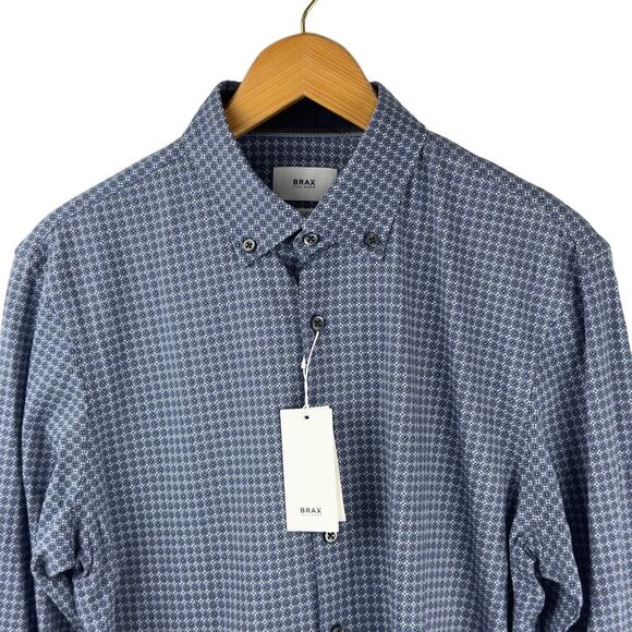 BRAX FEEL GOOD DANIEL‎ HI-FLEX MODERN FIT BUTTON UP SHIRT BLUE NWT MEN'S M 39/40 - Picture 3 of 15